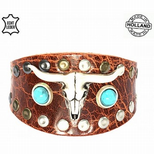 Top kwaliteit lederen damesarmband Vulcano Tan