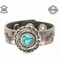 Top kwaliteit lederen damesarmband grijs